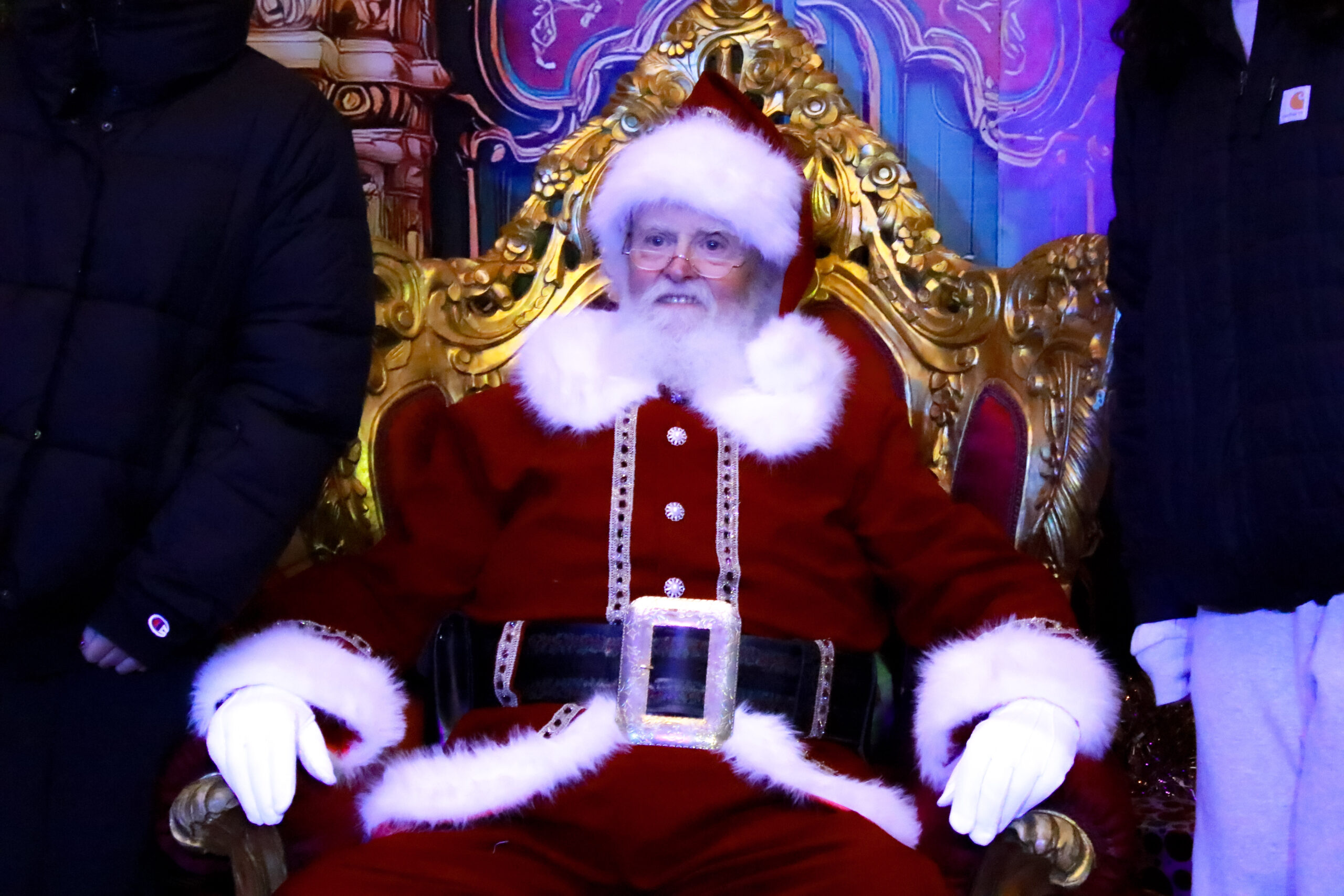 Santa on his throne at the Maryland Holiday Light Spectacular in Timonium
