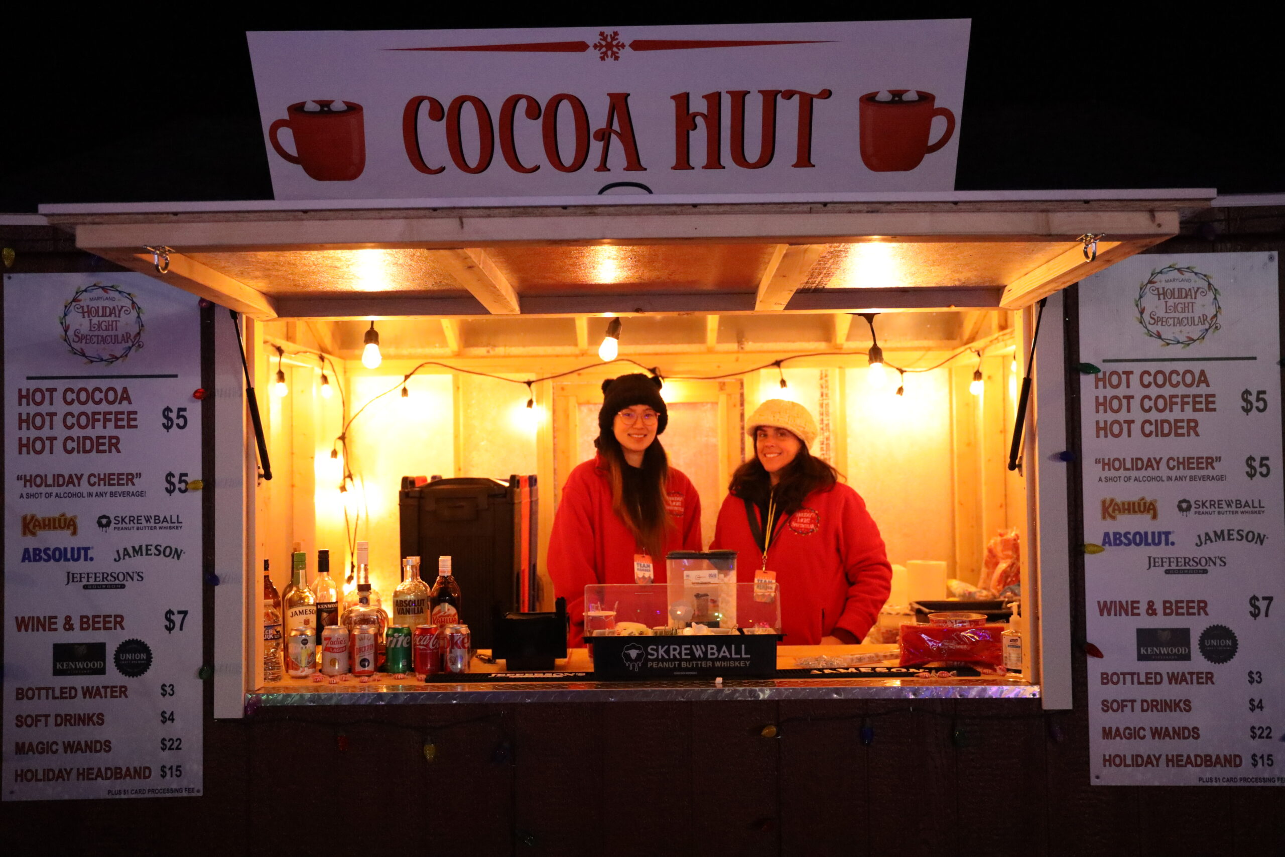The Cocoa Hut serving hot chocolate in the Swiss Holiday Village